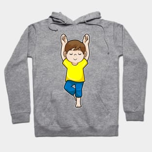 Boy at Yoga Stretching exercises Hoodie